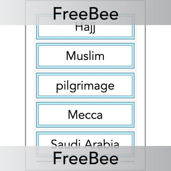 Free Downloadable The Hajj KS2 Vocabulary Word Cards by PlanBee