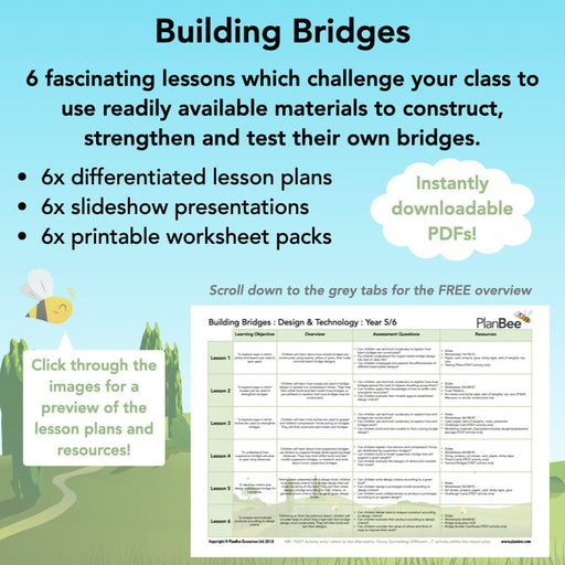 PlanBee Building Bridges: KS2 structures Design and Technology lessons