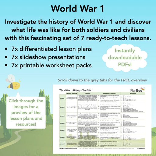 PlanBee World War One: KS2 History lessons, activities and resources