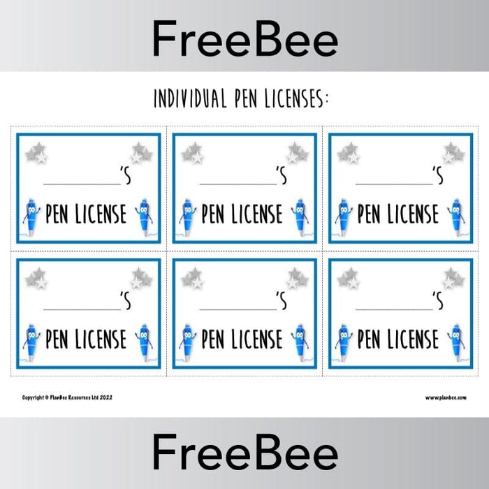 PlanBee FREE Pen License Certificate | PlanBee