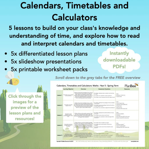 PlanBee Year 5 Time Lessons: Calendars and Timetables KS2
