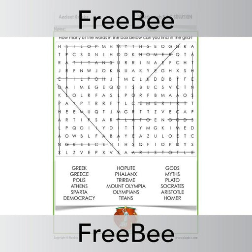 Free Ancient Greece Word Search Answers | PlanBee FreeBees
