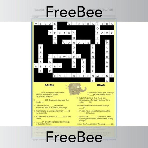 PlanBee Buddhist Festivals Crossword | PlanBee FreeBees