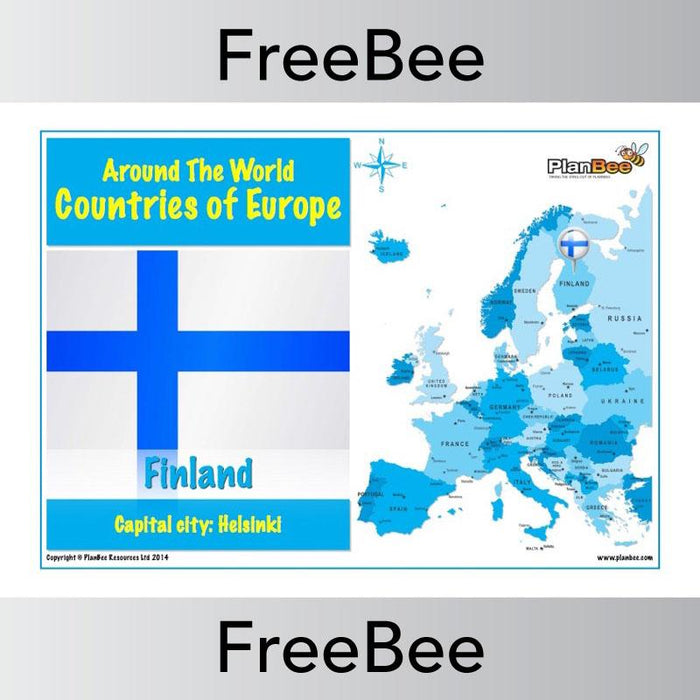 Free Countries in Europe Map with Cities and Flags Finland | PlanBee