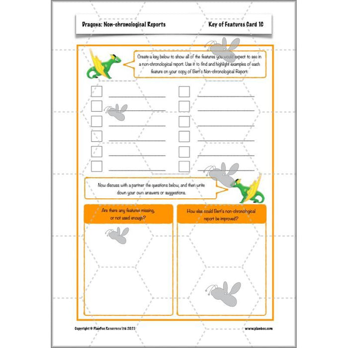 PlanBee Dragons KS2 | Non-chronological Reports Planning | Year 4