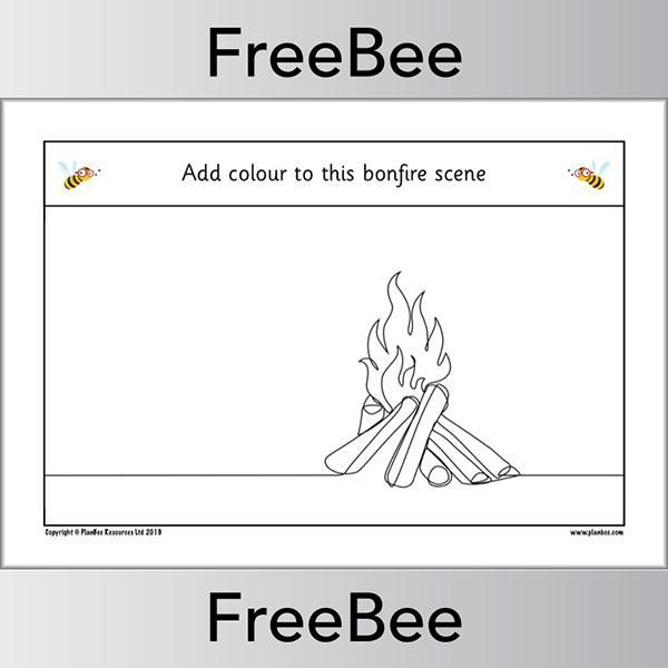 Free Bonfire and Bonfire Colouring Pages by PlanBee