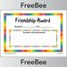 Free friendship award certificate template by PlanBee
