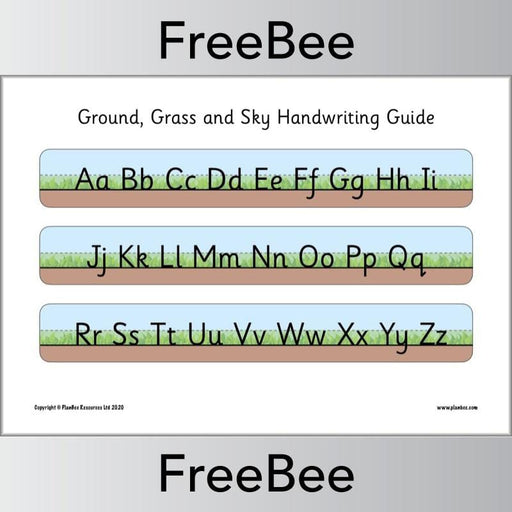 PlanBee Free ground, grass and sky handwriting guides by PlanBee