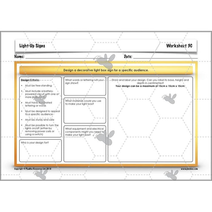 PlanBee Light-Up Signs: Circuits and Structures - KS2 DT Lesson Plans