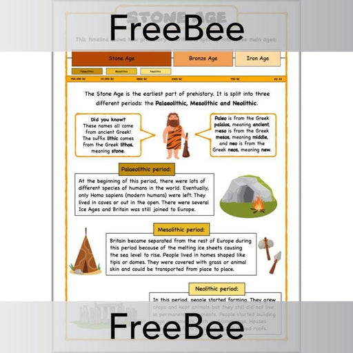  FREE Stone Age Poster by PlanBee