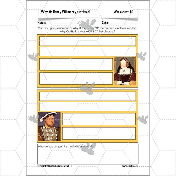 PlanBee Henry VIII KS2 History Lesson Plan Pack for Year 3 & Year 4
