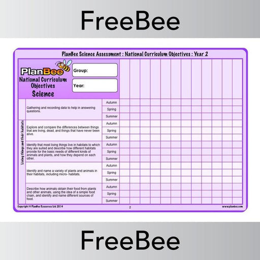 PlanBee Science Assesment Grid | PlanBee FreeBees