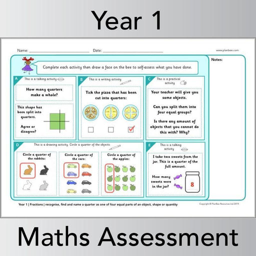 PlanBee Year 1 Maths Assessment Pack | Primary Maths Resources