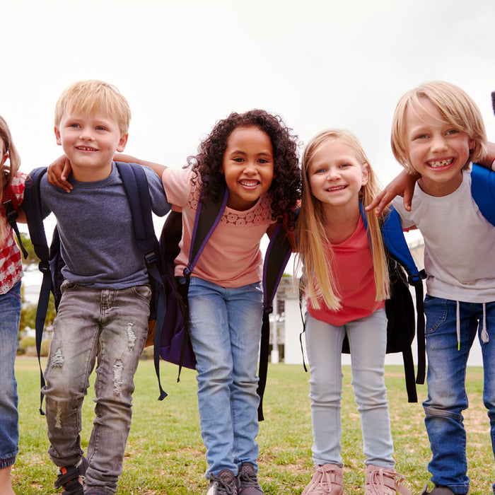 Multicultural group of children all friends