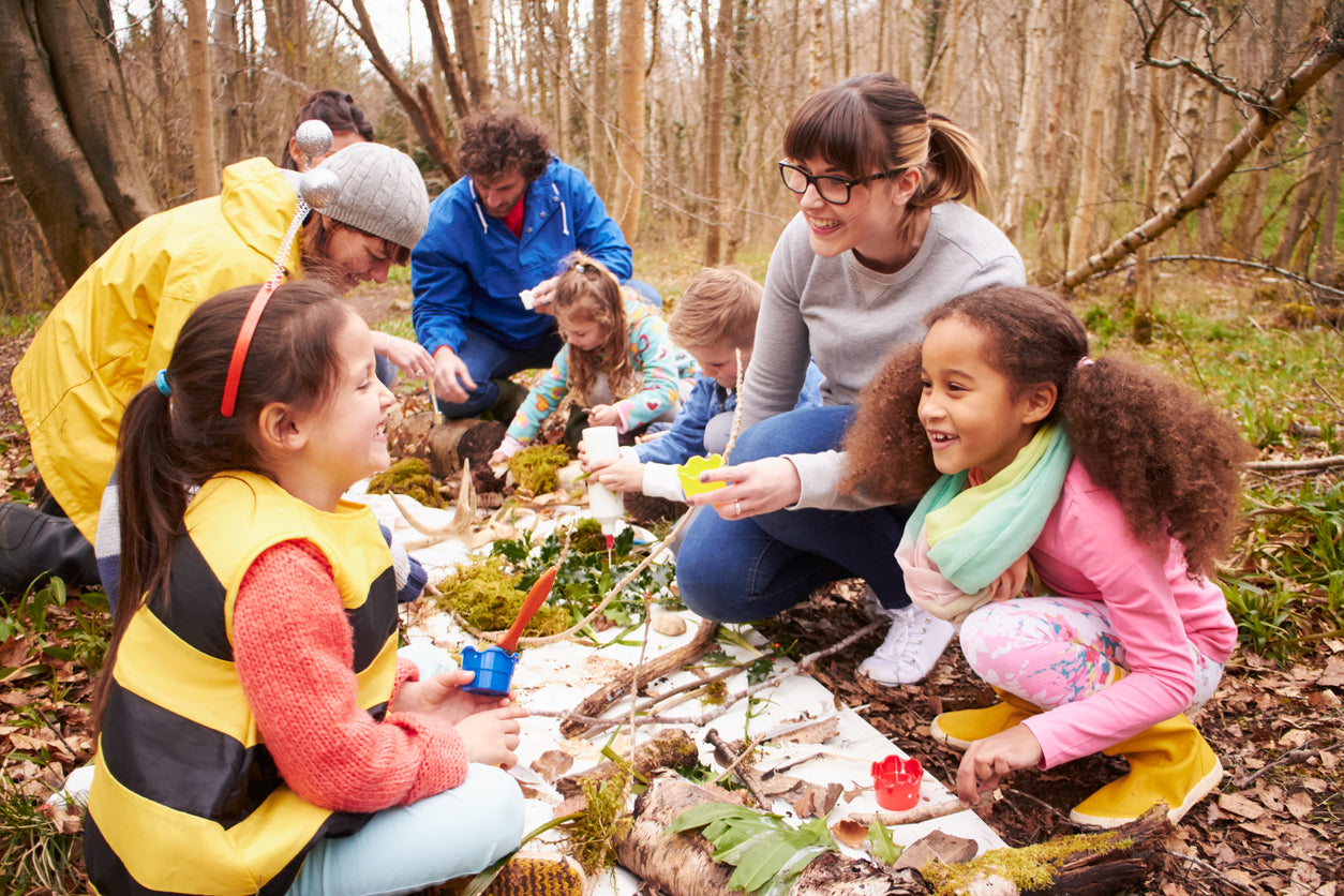 Children learning outdoors