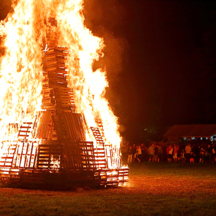 A bonfire burning