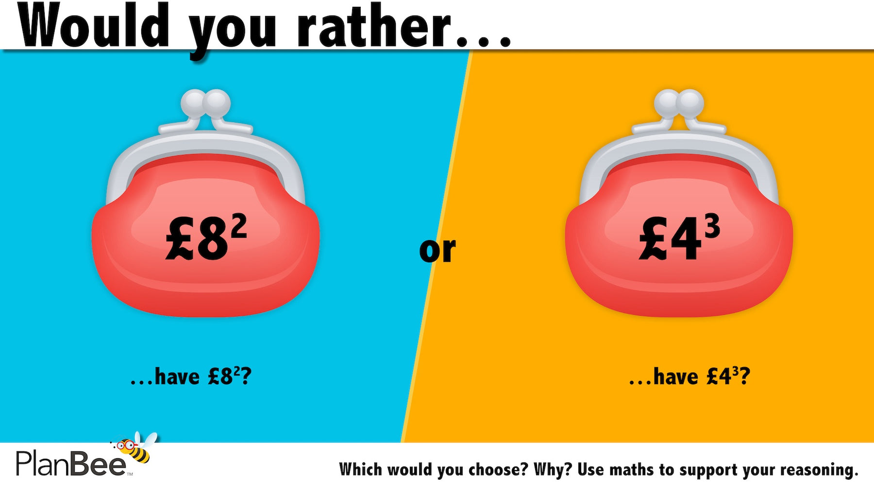 Would you rather…? Maths reasoning questions № 3