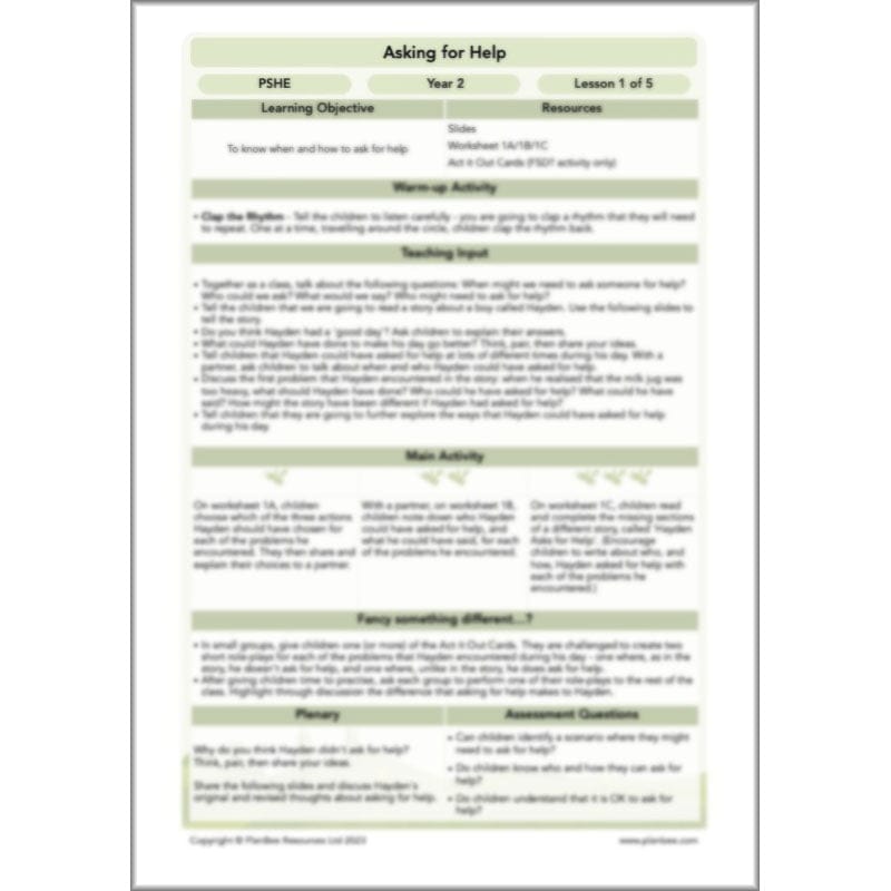 PlanBee Asking for Help KS1 PSHE lessons by PlanBee