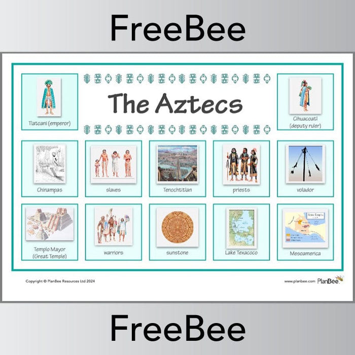 PlanBee Aztecs Word Bank Free PDF download by PlanBee