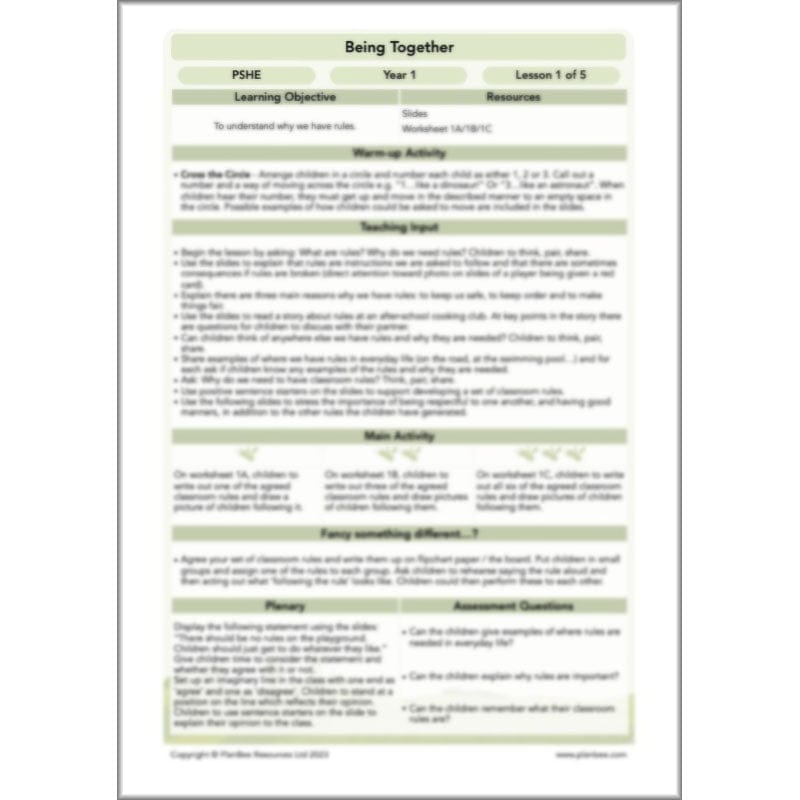 PlanBee Being Together PSHE KS1 lessons by Planbee