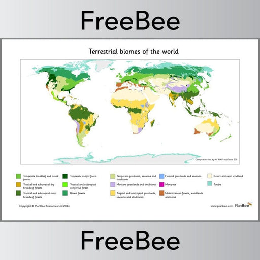 PlanBee FREE Biomes World Map by PlanBee