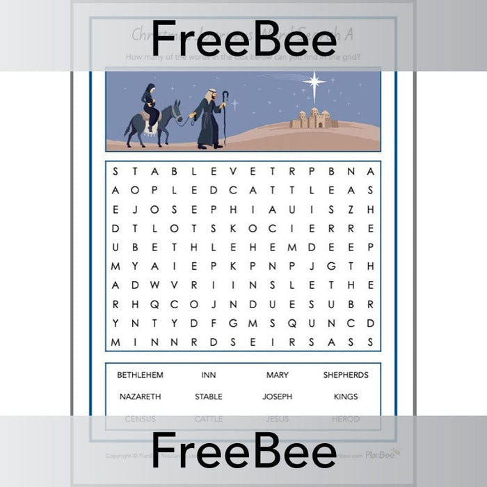 PlanBee Word Search Christmas Journeys | Free PlanBee Resources