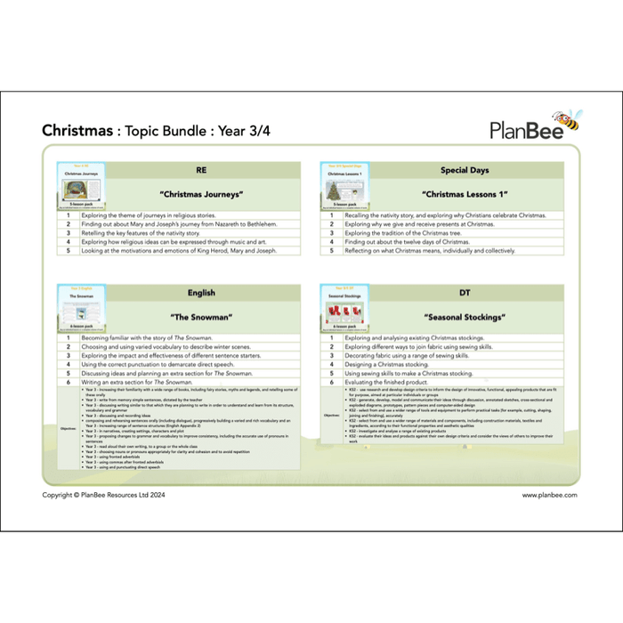PlanBee Christmas Topic Year 3/4 Lesson Packs by PlanBee