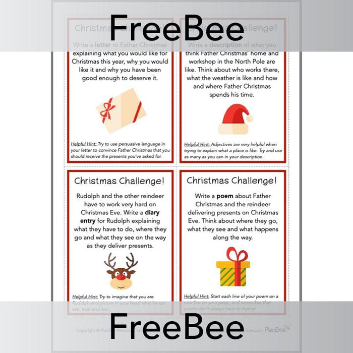 PlanBee Free Christmas writing ideas and activities by PlanBee