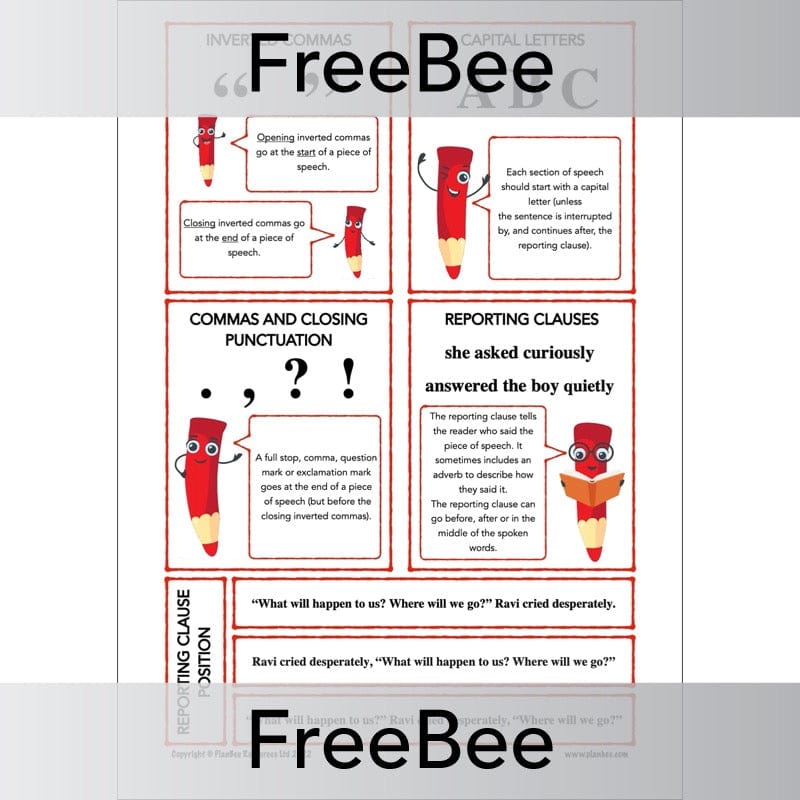 PlanBee Free Direct Speech Punctuation Guide by PlanBee