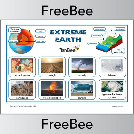 PlanBee Free Downloadable Extreme Earth Word Bank by PlanBee