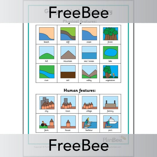 PlanBee Free KS1 Geographical Vocabulary Word Bank by PlanBee