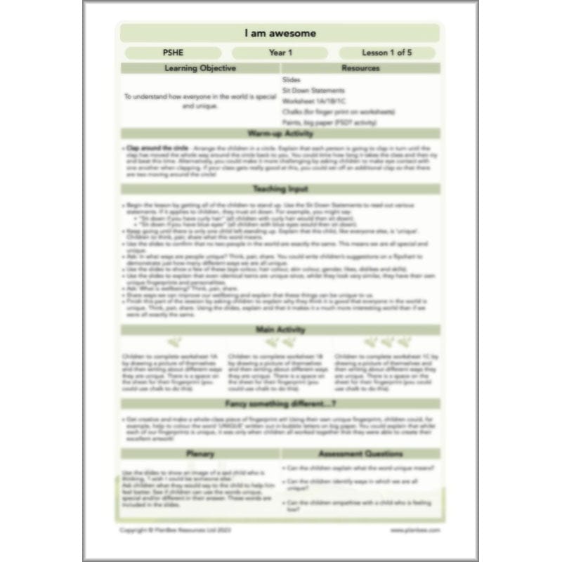 PlanBee I am awesome PSHE KS1 lessons by PlanBee