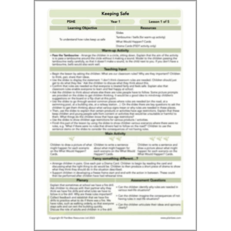 PlanBee Keeping Safe PSHE KS1 lessons by PlanBee