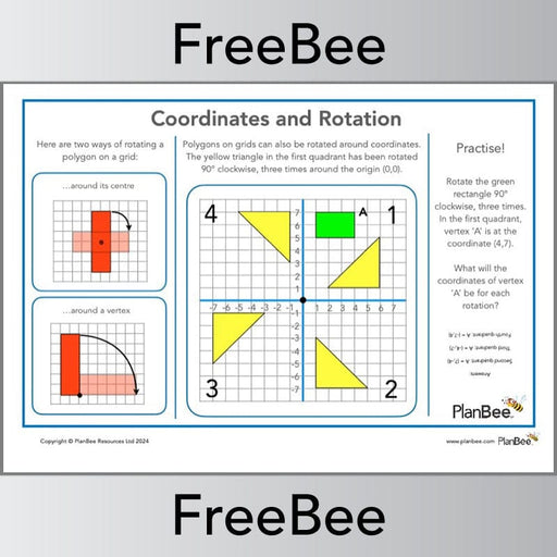 PlanBee Free Coordinates and Rotation KS2 Worksheet