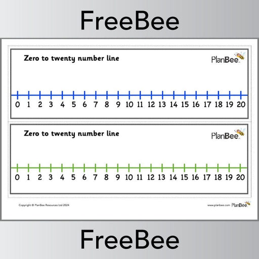 PlanBee Free Downloadable Number Lines 0 to 20 by PlanBee