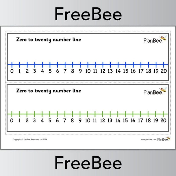 PlanBee Free Downloadable Number Lines 0 to 20 by PlanBee