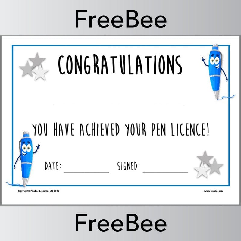 PlanBee FREE Pen Licence Certificate | PlanBee