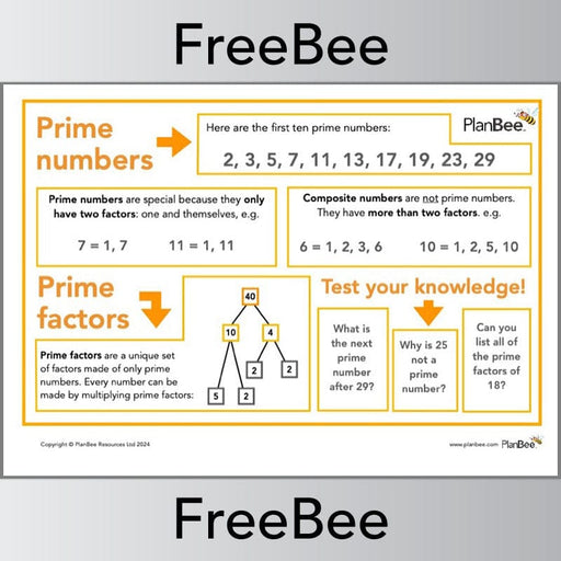 PlanBee Prime Numbers Poster Free PDF teaching resources by PlanBee