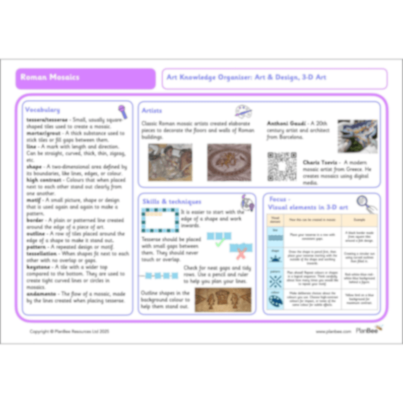 PlanBee Roman Mosaics KS2 Art Planning
