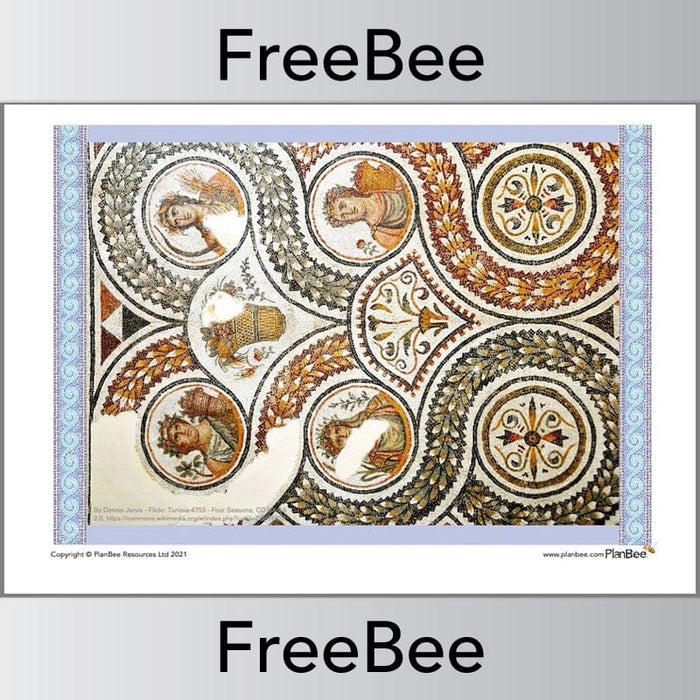 PlanBee FREE Roman Mosaics Classroom Display Pictures by PlanBee