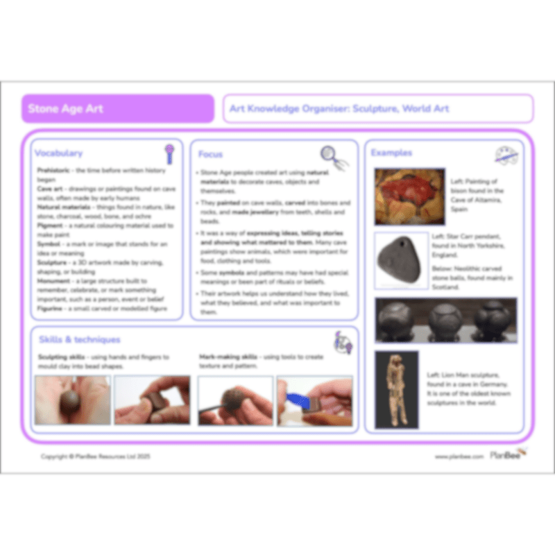 PlanBee Stone Age Art KS2 lessons
