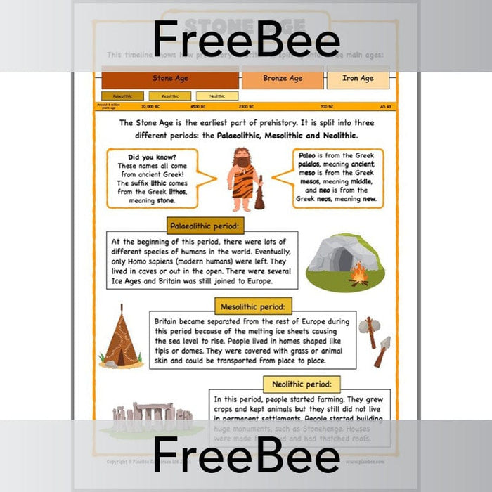 PlanBee FREE Stone Age Poster by PlanBee