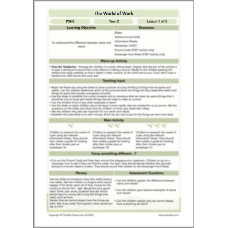 PlanBee The World of Work PSHE KS1 lessons by PlanBee