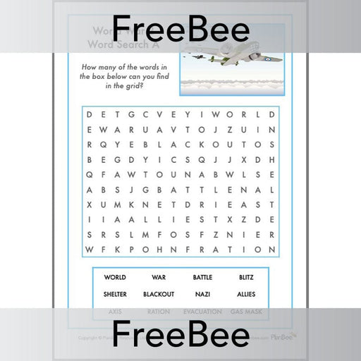 PlanBee World War 2 Word Search | PlanBee FreeBees