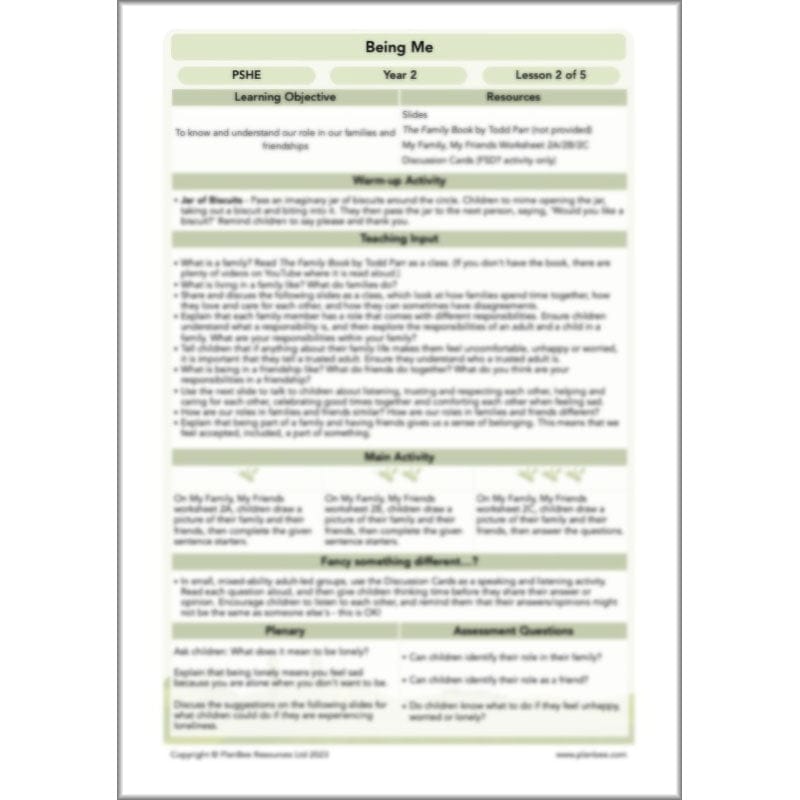 PlanBee Being Me Year 2 PSHE lessons KS1 by PlanBee