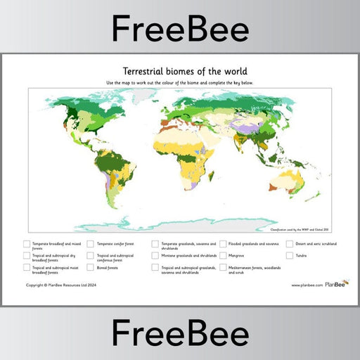 PlanBee FREE Biomes World Map by PlanBee