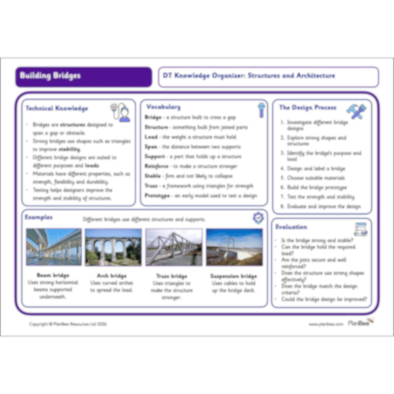 PlanBee Building Bridges KS2 structures DT lessons by PlanBee
