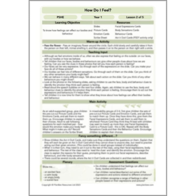 PlanBee How Do I Feel? KS1 PSHE lesson packs by PlanBee