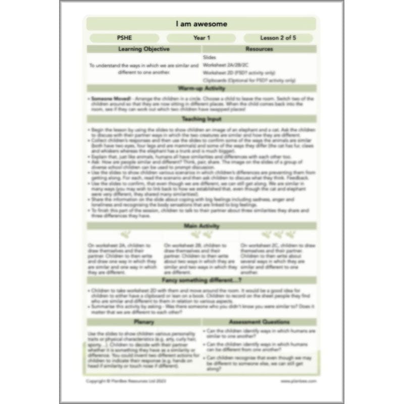 PlanBee I am awesome PSHE KS1 lessons by PlanBee