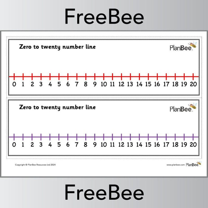 PlanBee Free Downloadable Number Lines 0 to 20 by PlanBee